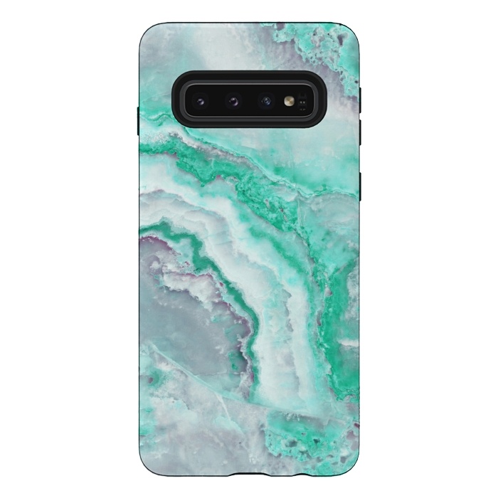Galaxy S10 StrongFit Mint Green Veined Agate by  Utart