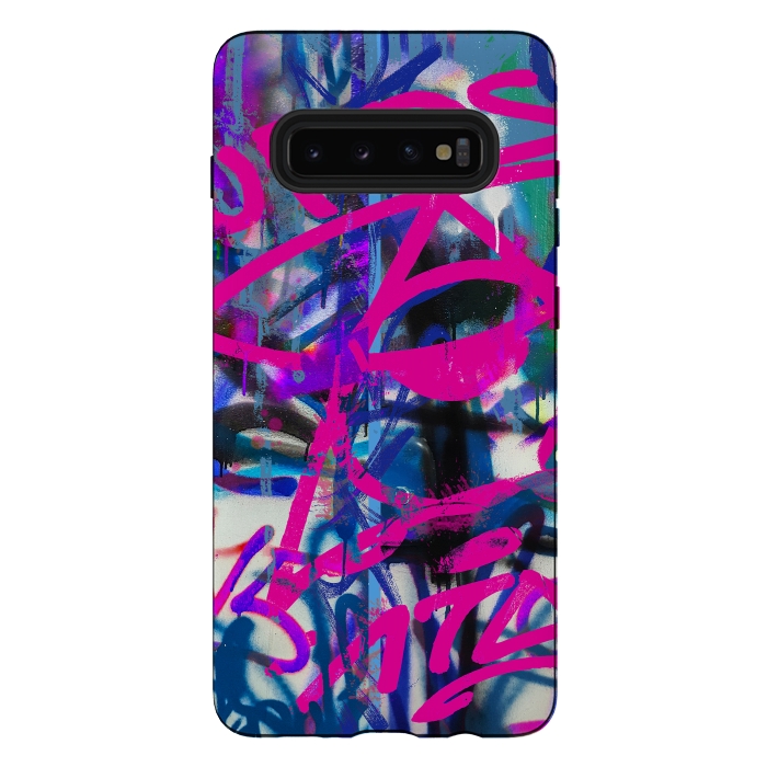 Galaxy S10 plus StrongFit Grafitti Writing Pink Blue by Andrea Haase