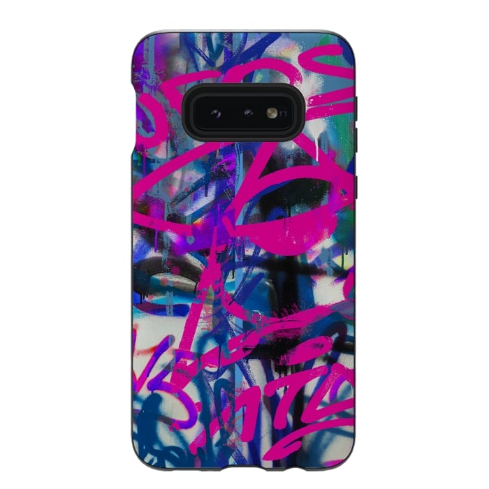 Galaxy S10e StrongFit Grafitti Writing Pink Blue by Andrea Haase