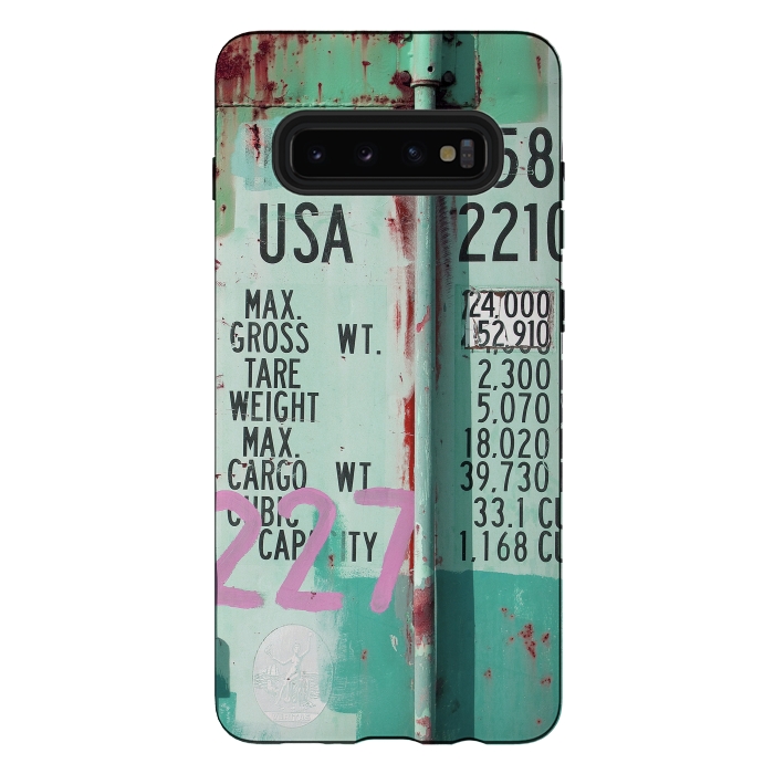 Galaxy S10 plus StrongFit Turquoise Grafitti Container by Andrea Haase