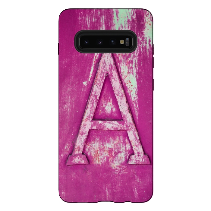 Galaxy S10 plus StrongFit Grunge Style Pink Letter A by Andrea Haase