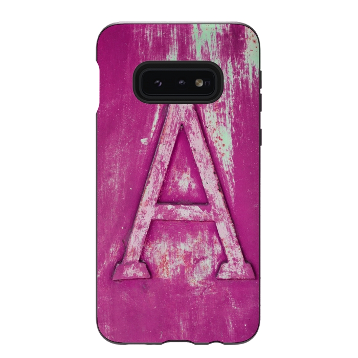 Galaxy S10e StrongFit Grunge Style Pink Letter A by Andrea Haase