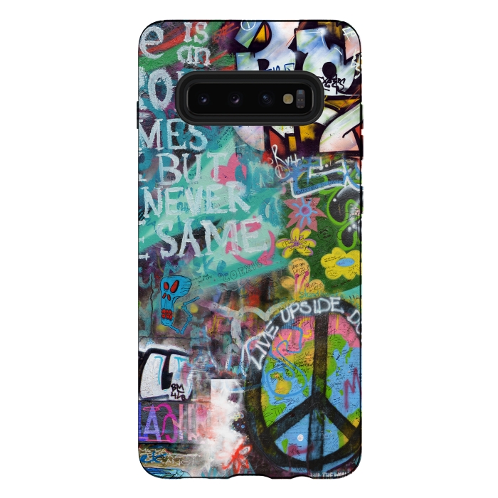 Galaxy S10 plus StrongFit Graffiti Text And Peace Sign by Andrea Haase