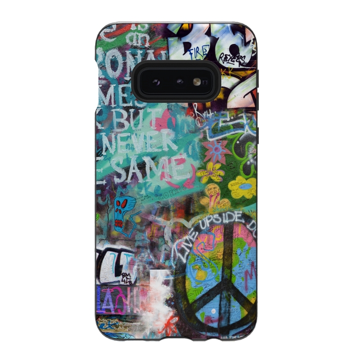 Galaxy S10e StrongFit Graffiti Text And Peace Sign by Andrea Haase
