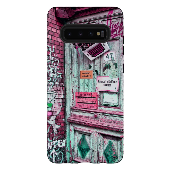 Galaxy S10 plus StrongFit Urban Grunge Door by Andrea Haase