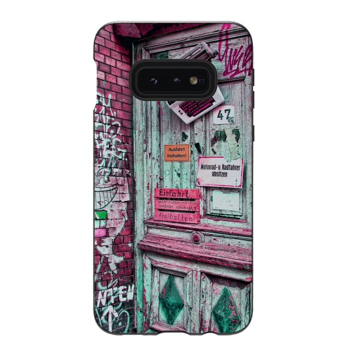 Galaxy S10e StrongFit Urban Grunge Door by Andrea Haase