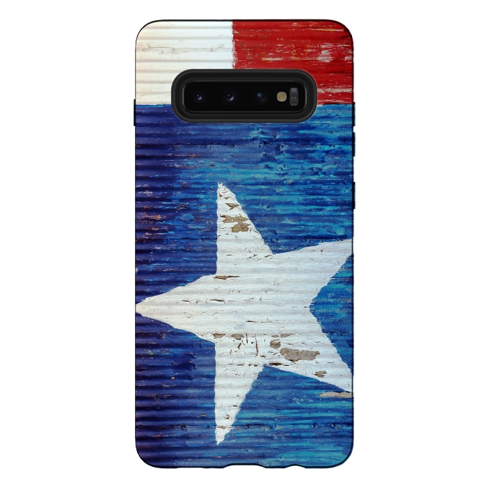 Galaxy S10 plus StrongFit Texas Flag On Distressed Metal by Andrea Haase