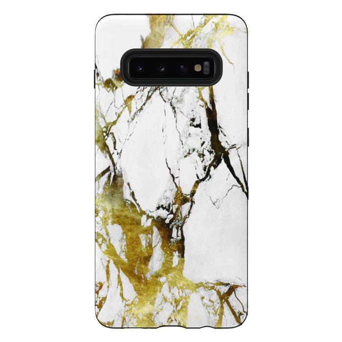 Galaxy S10 plus StrongFit Gold-White Marble Impress by ''CVogiatzi.