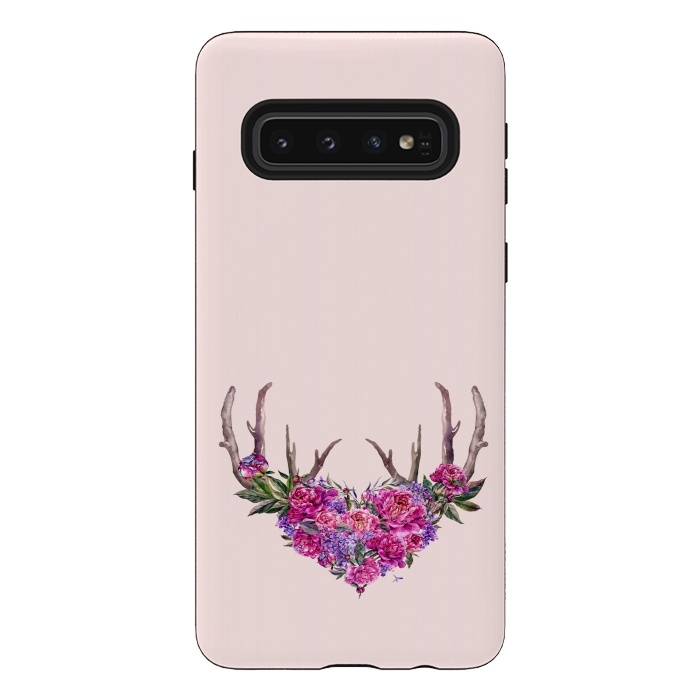 Galaxy S10 StrongFit Bohemian Watercolor Illustration - Heart and Antler by  Utart