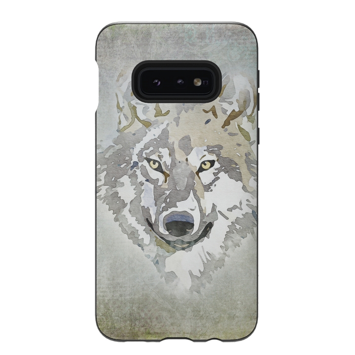 Galaxy S10e StrongFit Wolf Head Watercolor Art 2 by Andrea Haase