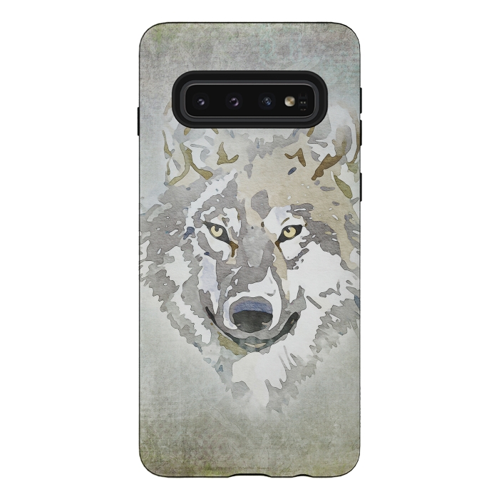 Galaxy S10 StrongFit Wolf Head Watercolor Art 2 by Andrea Haase