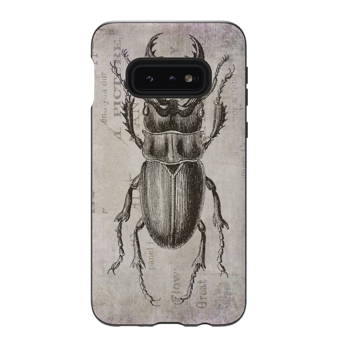 Galaxy S10e StrongFit Stag Beetle Vintage Mixed Media Art by Andrea Haase