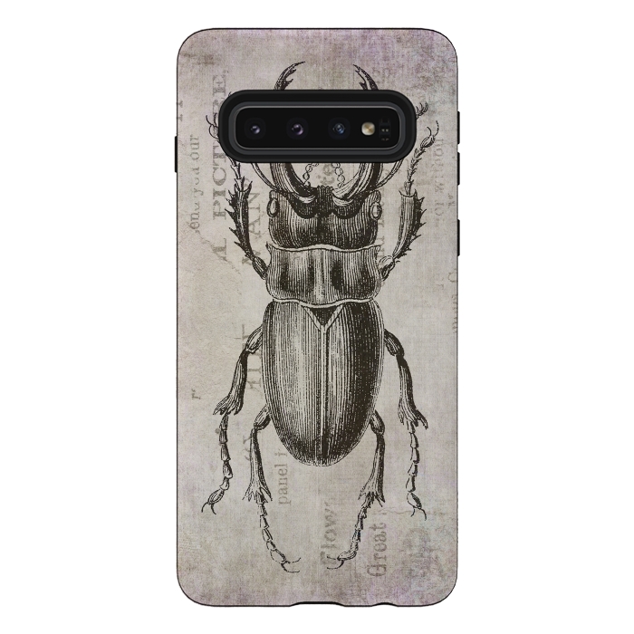 Galaxy S10 StrongFit Stag Beetle Vintage Mixed Media Art by Andrea Haase