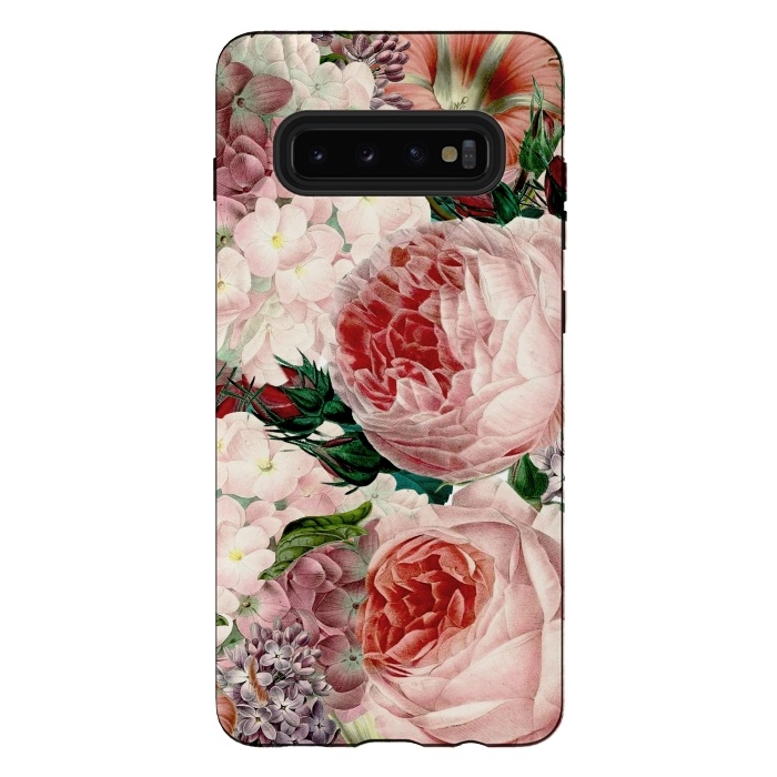 Galaxy S10 plus StrongFit Roses and Hydrangea Pattern by  Utart