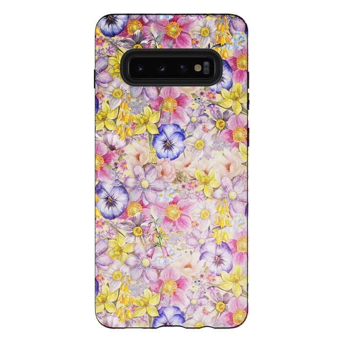 Galaxy S10 plus StrongFit Lovely Spring Pansy Pattern by  Utart