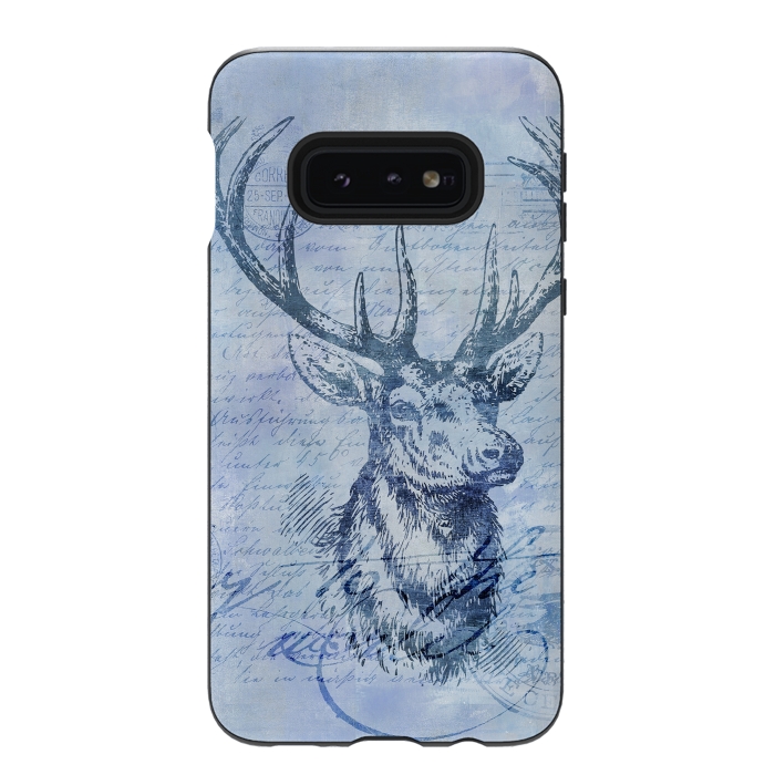Galaxy S10e StrongFit Blue Nostalgic Deer by Andrea Haase