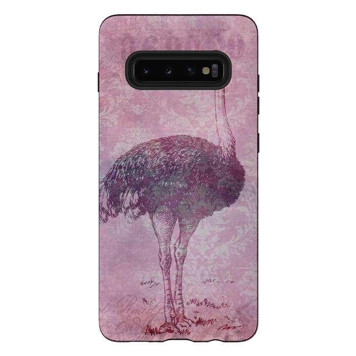 Galaxy S10 plus StrongFit Vintage Pink Ostrich Art by Andrea Haase