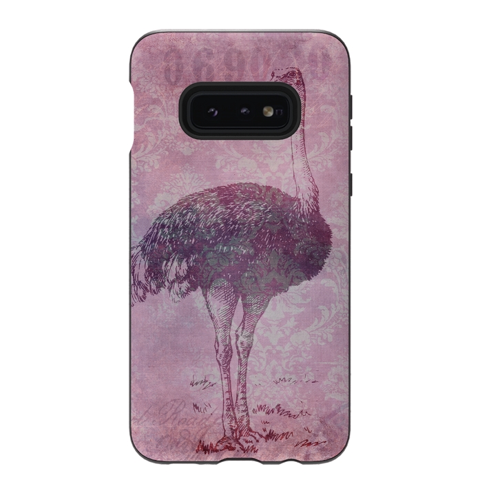 Galaxy S10e StrongFit Vintage Pink Ostrich Art by Andrea Haase