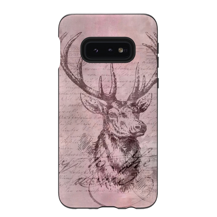 Galaxy S10e StrongFit Vintage Deer Pastel Pink by Andrea Haase