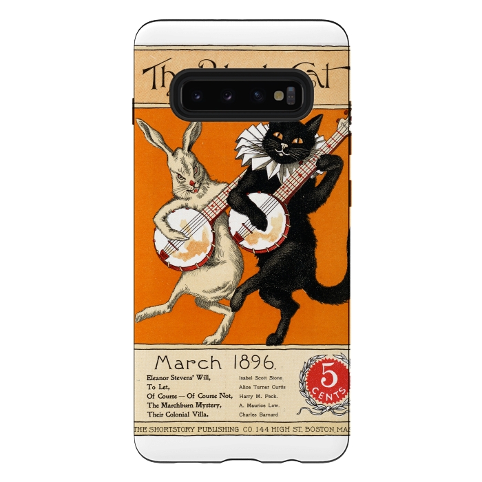 Galaxy S10 plus StrongFit Cat And Rabbit Vintage Poster by Andrea Haase