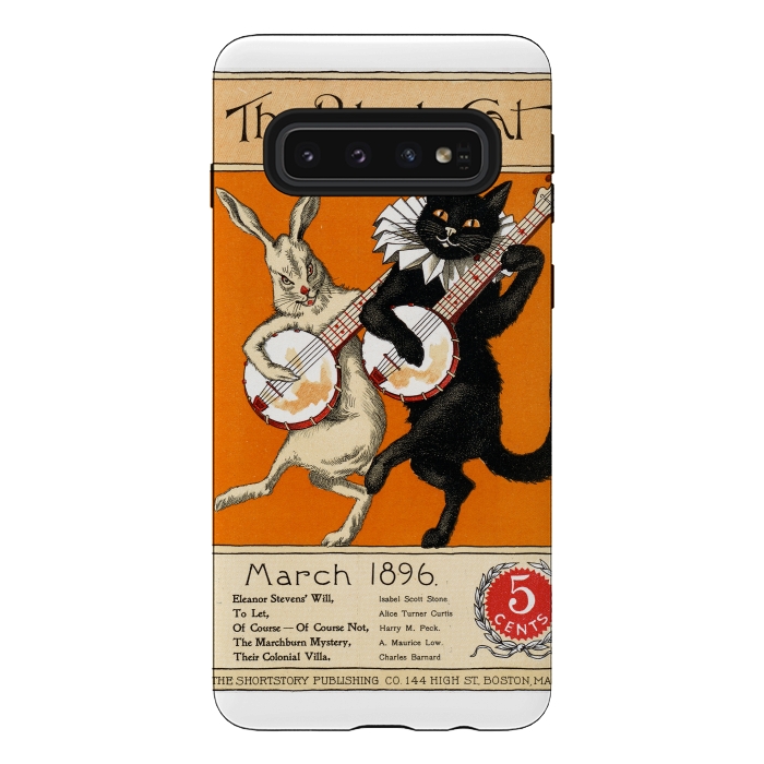 Galaxy S10 StrongFit Cat And Rabbit Vintage Poster by Andrea Haase