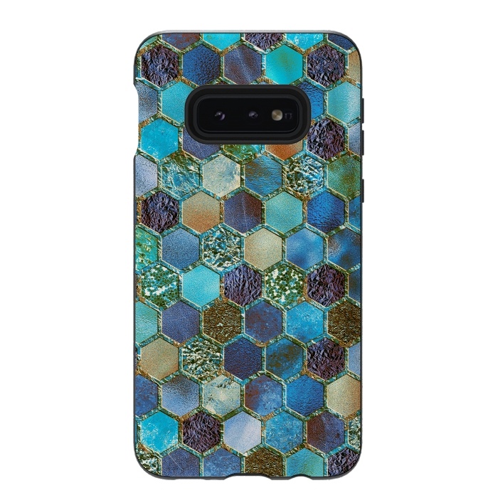 Galaxy S10e StrongFit Multicolor Blue Metal Honeycomb Pattern by  Utart
