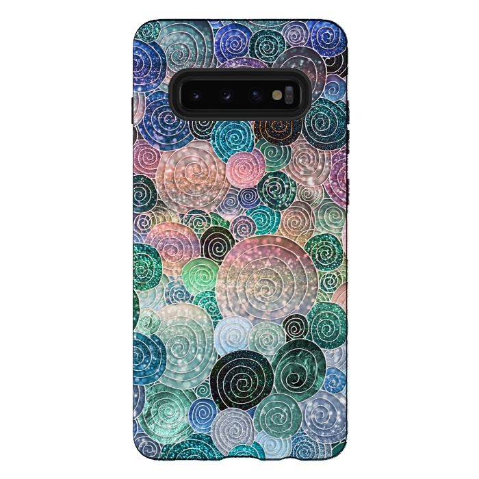 Galaxy S10 plus StrongFit Multicolor Trendy Dots and Circles  by  Utart
