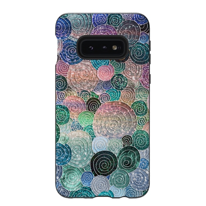 Galaxy S10e StrongFit Multicolor Trendy Dots and Circles  by  Utart