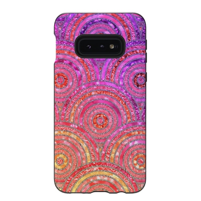 Galaxy S10e StrongFit Multicolor Pink Gold Circles  by  Utart