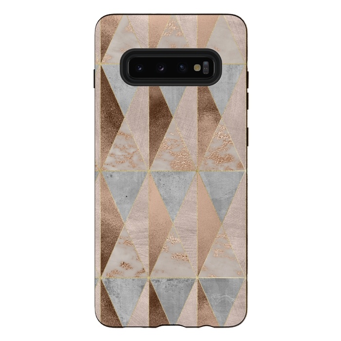 Galaxy S10 plus StrongFit Modern Marble Geode Copper Triangle Argyle by  Utart