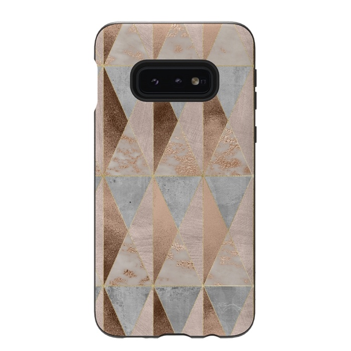 Galaxy S10e StrongFit Modern Marble Geode Copper Triangle Argyle by  Utart