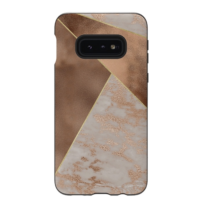 Galaxy S10e StrongFit Modern minimalistic Copper Marble Triangles  by  Utart