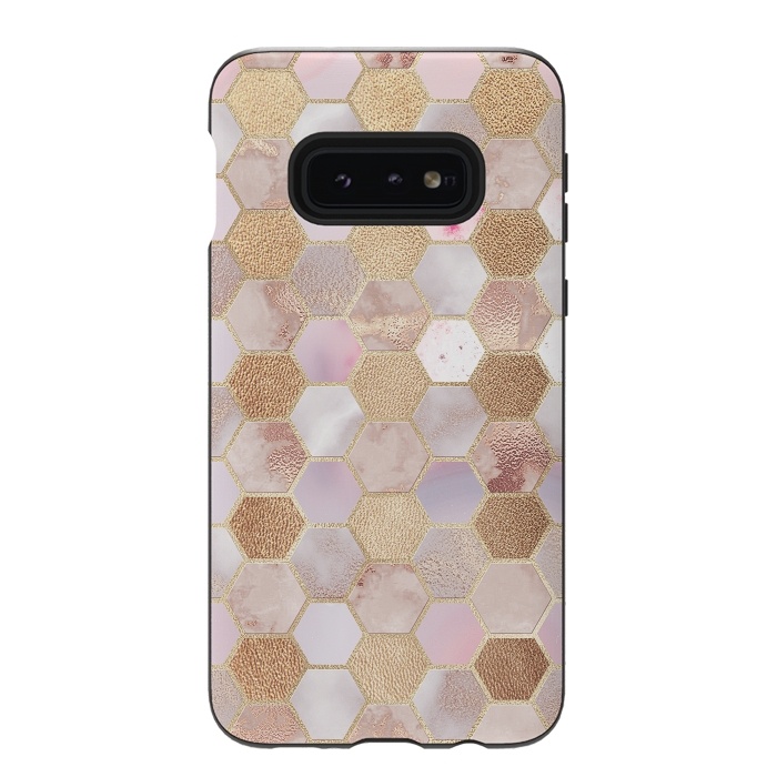 Galaxy S10e StrongFit Rose Gold Copper Honeycomb Pattern by  Utart