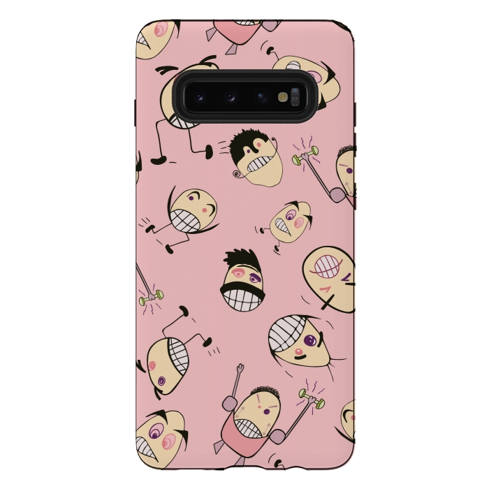 Galaxy S10 plus StrongFit Egg Heads on Pink by Paula Ohreen