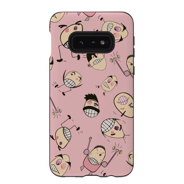 Galaxy S10e StrongFit Egg Heads on Pink by Paula Ohreen