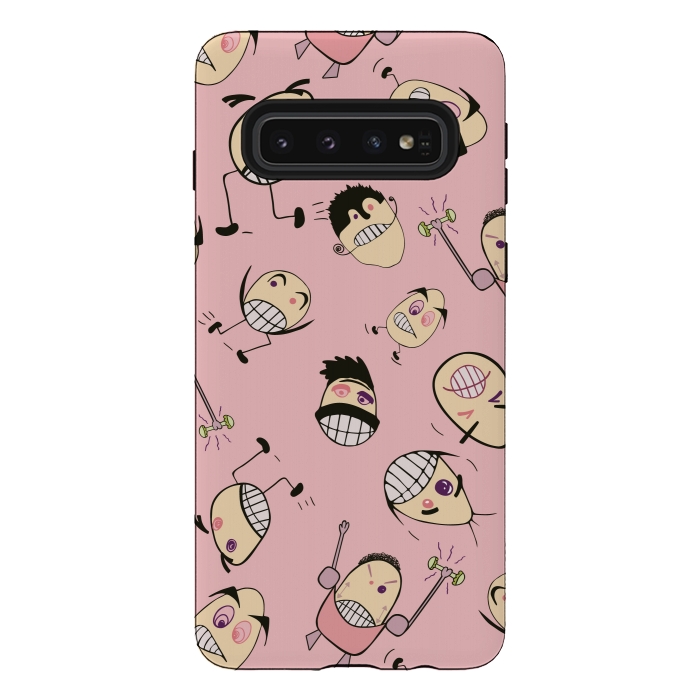 Galaxy S10 StrongFit Egg Heads on Pink by Paula Ohreen
