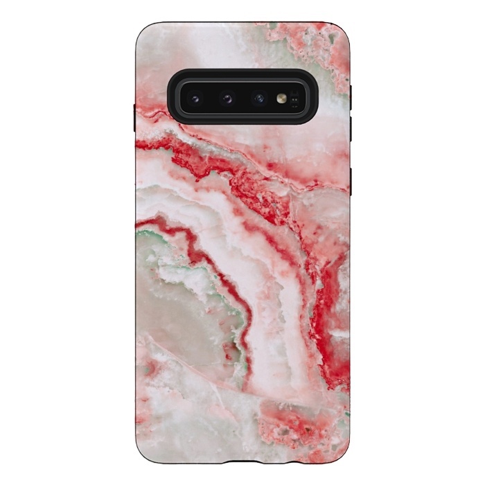 Galaxy S10 StrongFit Coral Red Veined Agate by  Utart