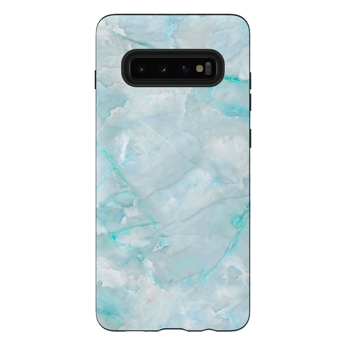 Galaxy S10 plus StrongFit Light Blue Veined Agate by  Utart