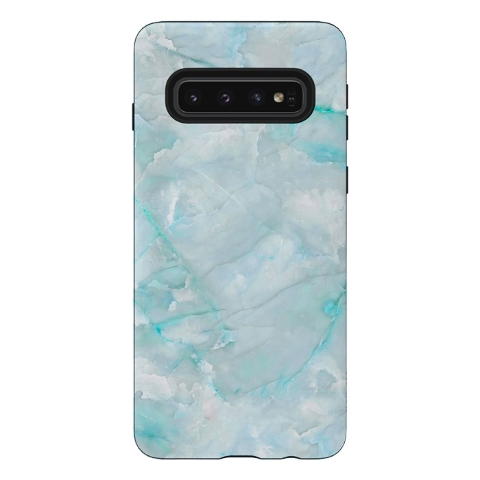 Galaxy S10 StrongFit Light Blue Veined Agate by  Utart