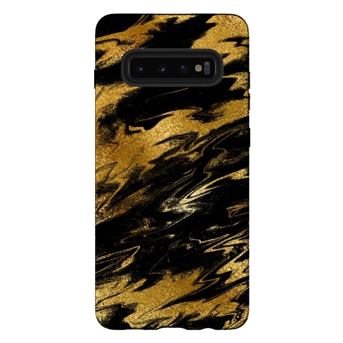 Galaxy S10 plus StrongFit Black and Gold Marble by  Utart