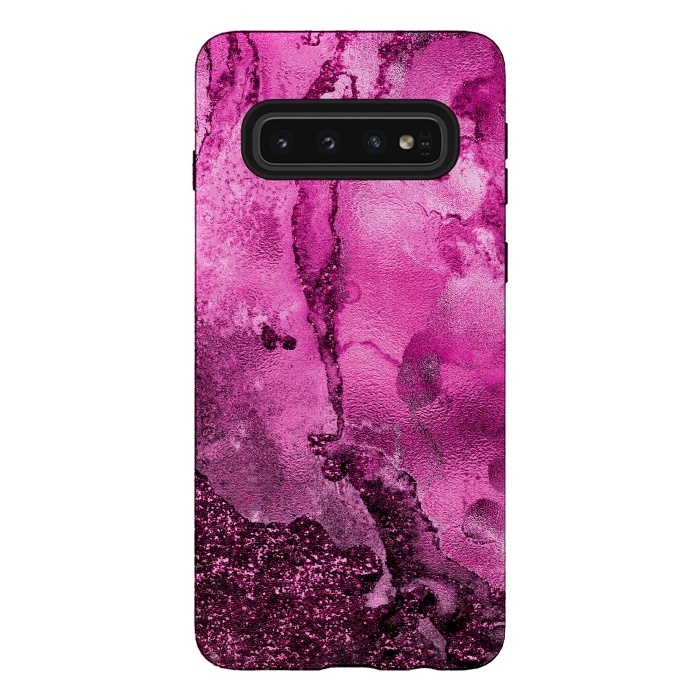 Galaxy S10 StrongFit Purple and Pink Glittering Ink Marble by  Utart
