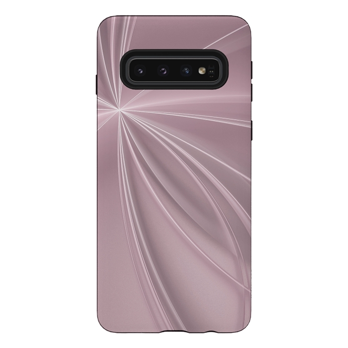 Galaxy S10 StrongFit Fractal Light Rays Soft Pink by Andrea Haase