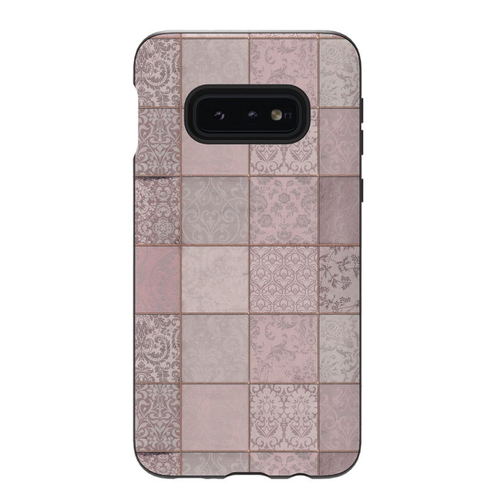 Galaxy S10e StrongFit Nostalgic Patchwork Tiles Soft Pink by Andrea Haase