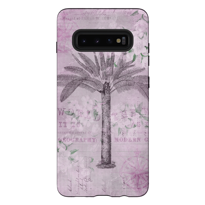Galaxy S10 plus StrongFit Vintage Palm Tree Art by Andrea Haase