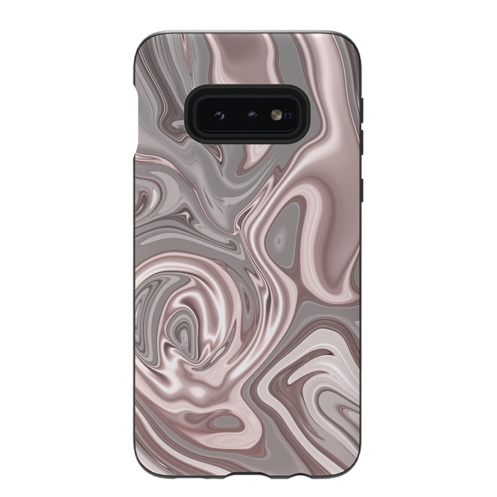 Galaxy S10e StrongFit Rose Gold Gray Marbled Paint by Andrea Haase