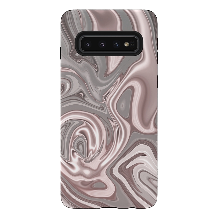 Galaxy S10 StrongFit Rose Gold Gray Marbled Paint by Andrea Haase