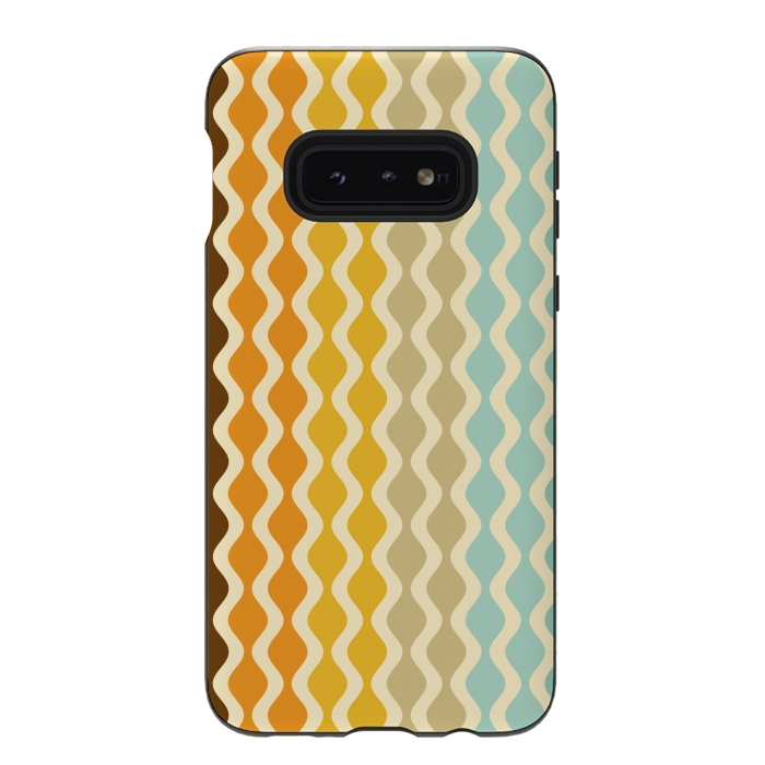 Galaxy S10e StrongFit Falling Waves in Orange and Blue by Paula Ohreen