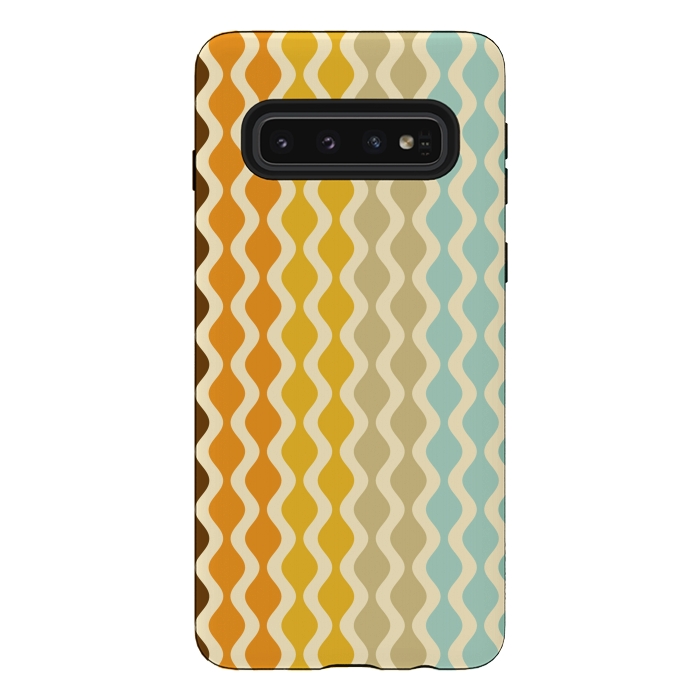 Galaxy S10 StrongFit Falling Waves in Orange and Blue by Paula Ohreen