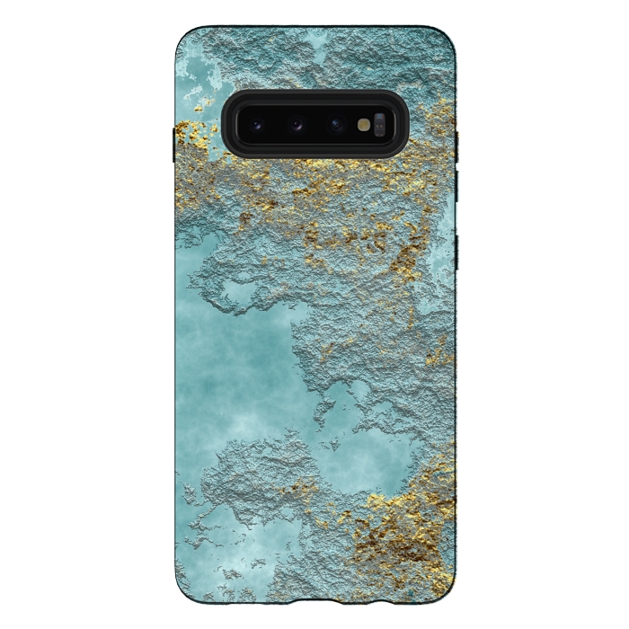 Galaxy S10 plus StrongFit Gold Teal Minearal by Andrea Haase