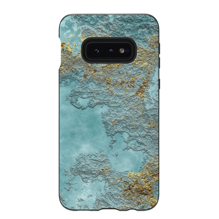 Galaxy S10e StrongFit Gold Teal Minearal by Andrea Haase